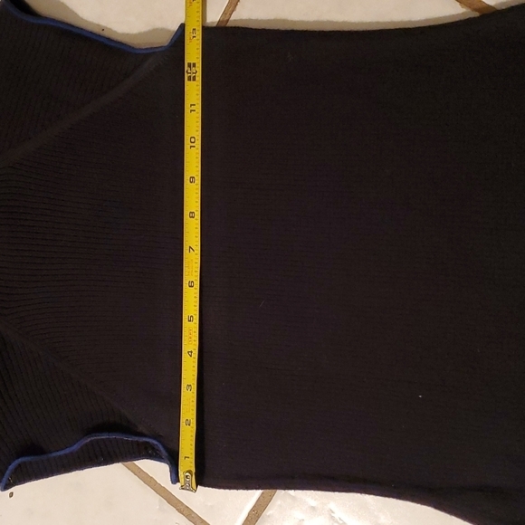 AX Armani Exchange Dress Size S black ribbed sweater dress and blue trim - Picture 11 of 11